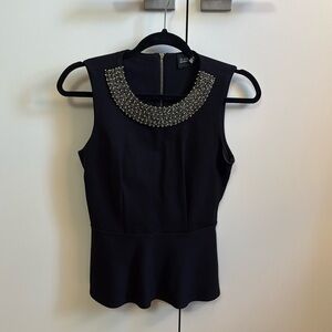 Saks Beaded Sleeveless Peplum Top
